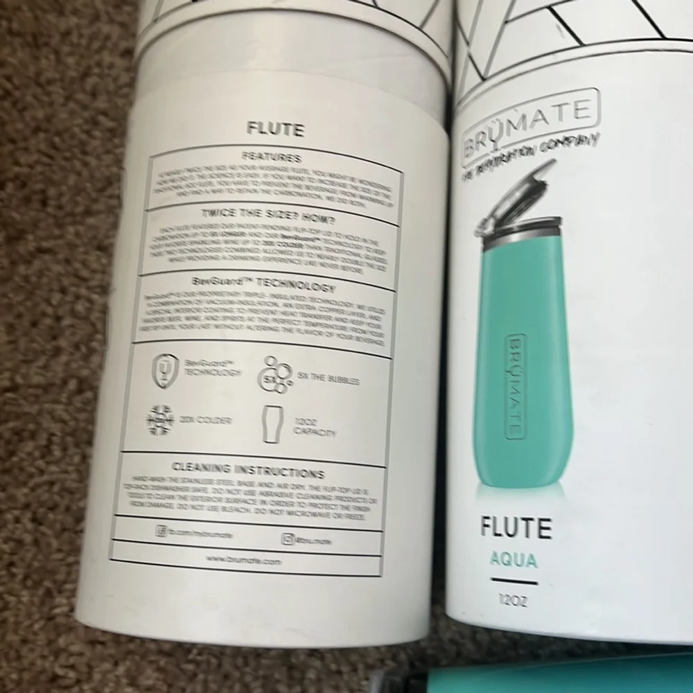 Mate Aqua 12oz Insulated Champagne Flute Stainless Steel – NIB